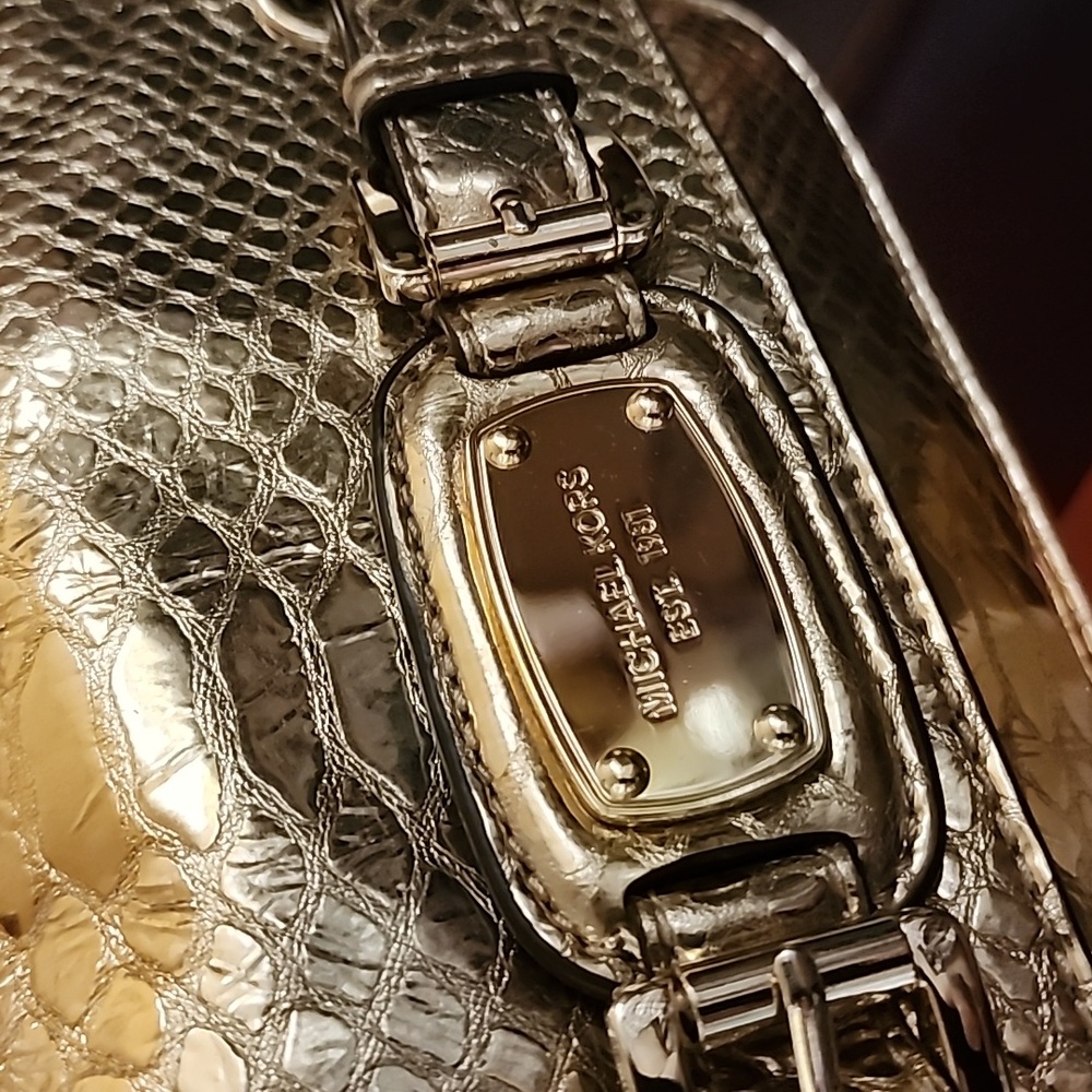Michael Kors Truly Lavish "All That Glitters" Hamilton Leather Bag Nwt - Picture 3 of 14